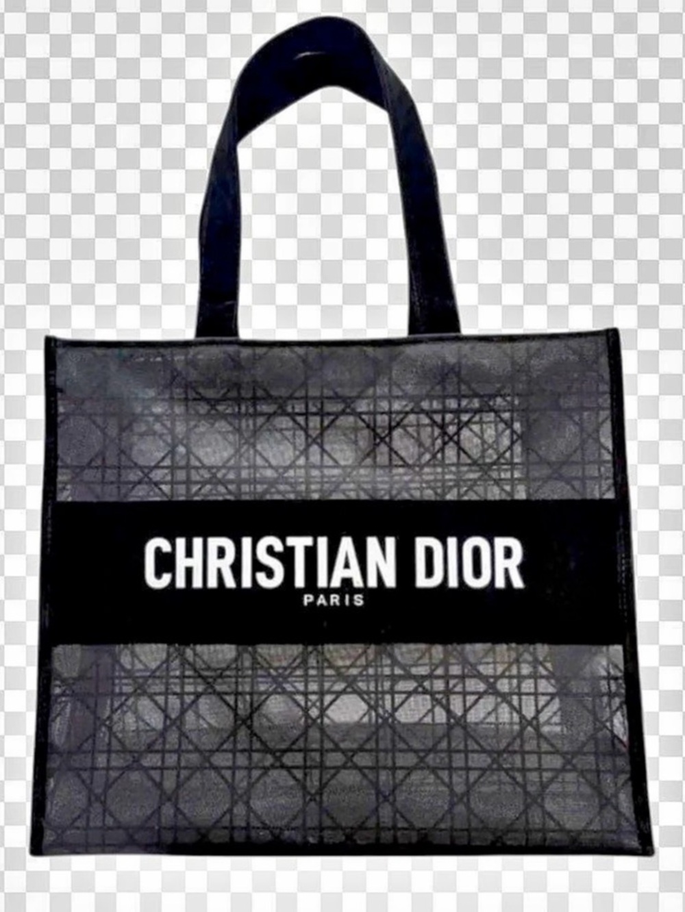 Christian Dior Black Geometric Mesh Tote NWT